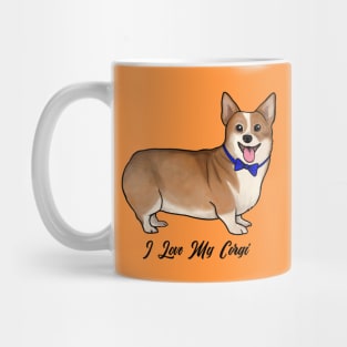 I Love My Corgi Dog With Blue Bow Tie Mug